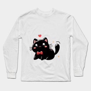 CUTE LOVE BLACK CAT Long Sleeve T-Shirt